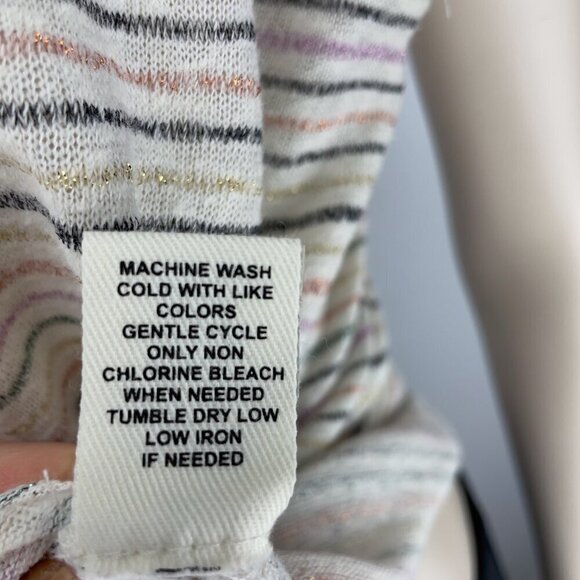 KIM & CAMI Sparkly Knitted Striped Rainbow Ruffles Sleeves White T-shirt Size XL - Picture 7 of 9